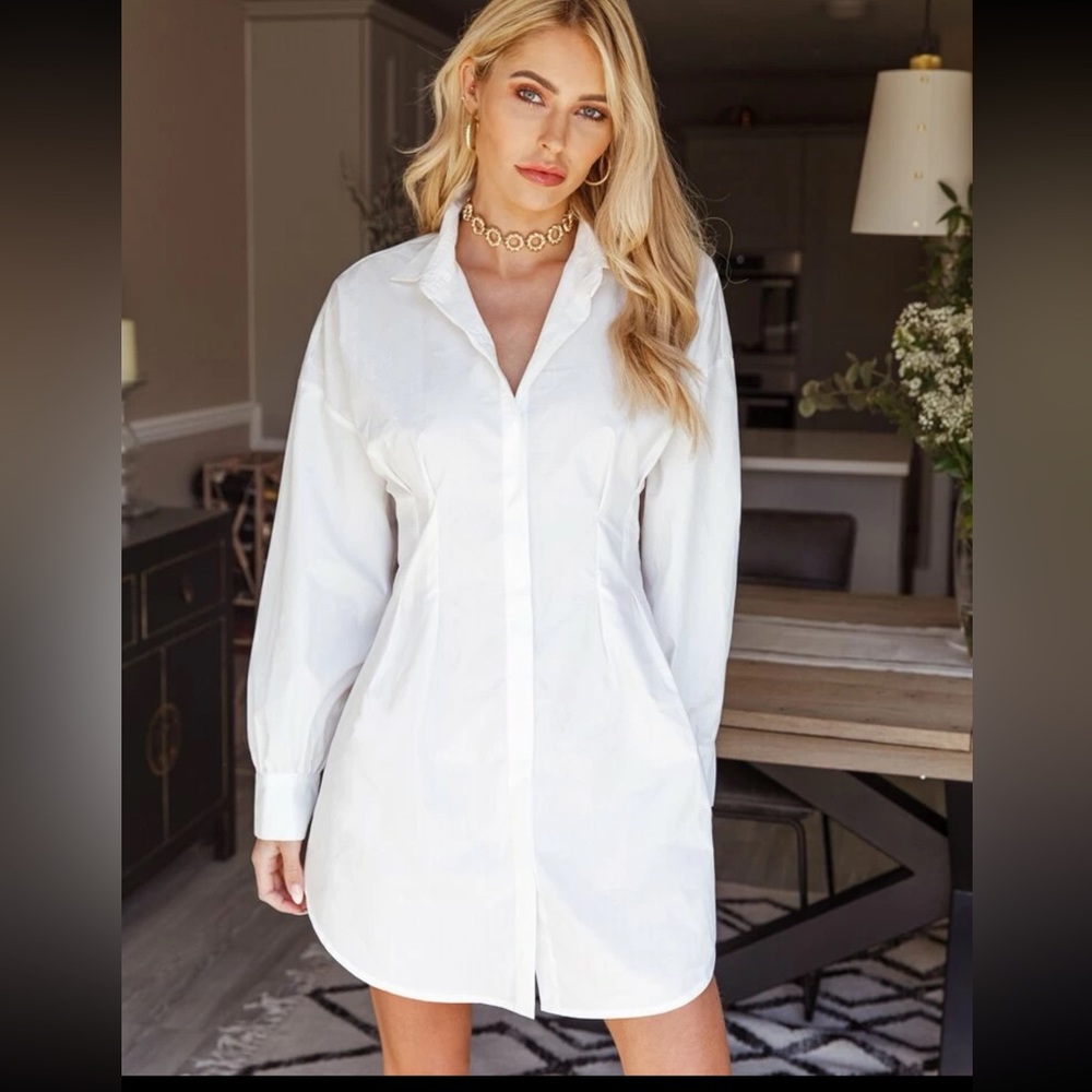 Shein Collared Fold Pleasted Waist Curved Hem Skirt